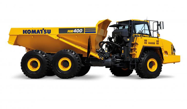 Dump truck which can move tightly (Articulated dump truck HM400-5)
