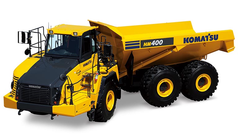 Dump truck which can move tightly (Articulated dump truck HM400-5)