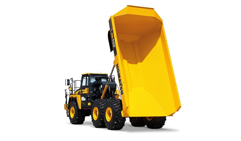 Dump truck which can move tightly (Articulated dump truck HM400-5)