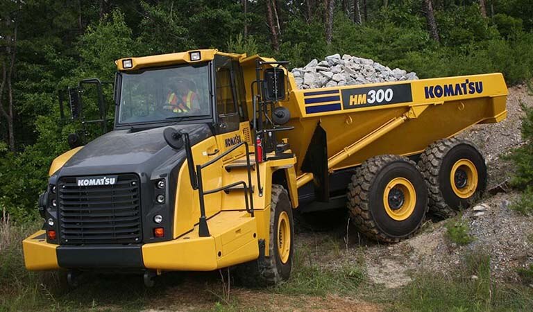 Dump truck which can move tightly (Articulated dump truck HM300)